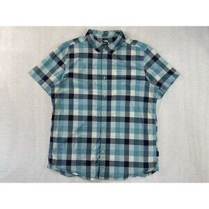 The North Face Men’s XL Blue Plaid Short Sleeve Button Up Road Trip Shirt